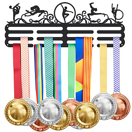 SUPERDANT Fashion Iron Medal Hanger Holder Display Wall Rack, Sports Theme, with Screws, Gymnastic Actions & Vine, Leaf Pattern, 150x400mm