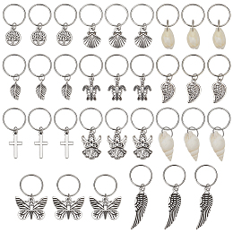 BENECREAT 33Pcs 11 Styles Ocean Theme Hair Jewelry For Braids Angel Turtle Shell Alloy Hair Dreadlocks Accessories Charms with 304 Stainless Steel Jump Rings for Hair Braids