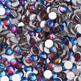 Honeyhandy Glass Flat Back Rhinestone, Grade A, Back Plated, Faceted, Half Round, Colorful, 6.3~6.5mm, about 288pcs/bag