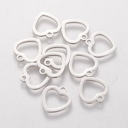 Honeyhandy 304 Stainless Steel Charms, Stamping Blank Tag, Heart, Stainless Steel Color, 12.6x11.8x1mm, Hole: 1.5mm