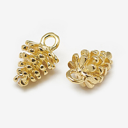 Honeyhandy Brass Charms, PineCones, Real 18K Gold Plated, 12.5x7mm, Hole: 2mm