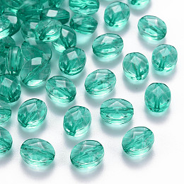 Honeyhandy Transparent Acrylic Beads, Oval, Turquoise, 10x8x5.5mm, Hole: 1.5mm