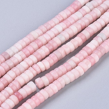 ARRICRAFT Natural Pink Opal Beads Strands, Heishi Beads, Flat Round/Disc, 4x2mm, Hole: 0.7mm, about 160pcs/strand, 15.35 inches(39cm)
