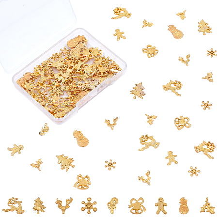 Olycraft Alloy Cabochons, for Christmas Day, Golden, 108pcs/box