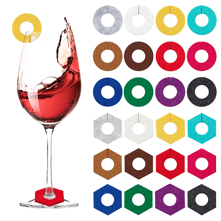 BENECREAT 24Pcs 12 Colors Felt Wine Glass Charms, 1.38