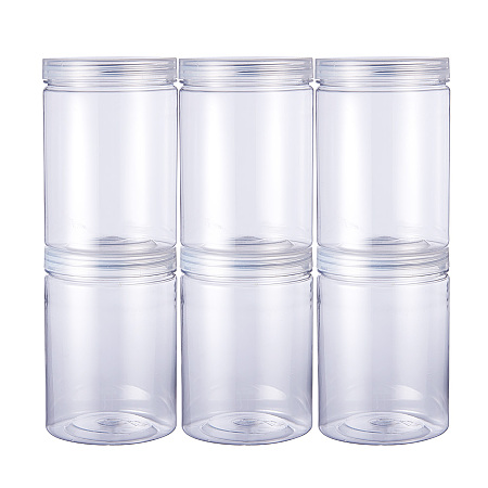BENECREAT 6 Pack 17 Ounce Transparent Storage Favor Jars Wide-Mouth Containers with Lids for DIY Slime, Party Favors, Cotton Swab and Some Crafts (3.26 x 4.6 Inch)