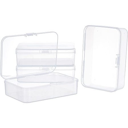 SUPERFINDINGS 4 Pack 4.92x3.35x1.77Inch Clear Plastic Beads Storage Containers Boxes Small Rectangle Plastic Organizer Storage Cases for Beads Jewelry Office Supplies Craft Supplies…