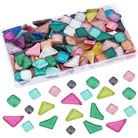 AHANDMAKER 150 Pieces/0.55 Pounds Vibrant Glass Mosaic Tiles, Assorted Colors and Shapes Stained Glass Pieces, Stained Glass Pieces for Home Decoration Crafts Arts Mosaic Projects