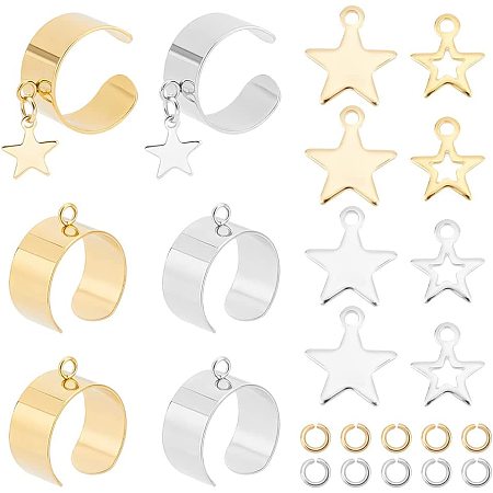 UNICRAFTALE 8pcs 2 Colors Stainless Steel Open Finger Rings Cuff Ring  Making Kit with Star Charm and Open Jump Rings 17mm Gothic Punk Adjustable  Stackable Statement Knuckle Ring for Jewelry Making 