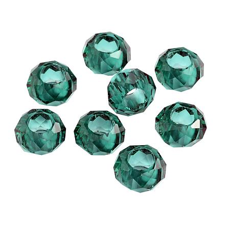 NBEADS 100PCS of Teal Faceted Glass Beads Crystal Rondelles, Briolette Shaped Large Hole Beads for Jewelry Making Crafts