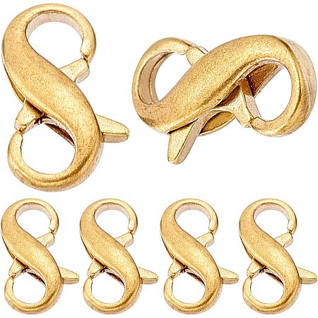 SUNNYCLUE 1 Box 6Pcs Double Lobster Clasps Stainless Steel Claw Connector Extender Opening Lobster Claw Clasps for DIY Jewelry Making Bracelets Necklaces Findings, Gold