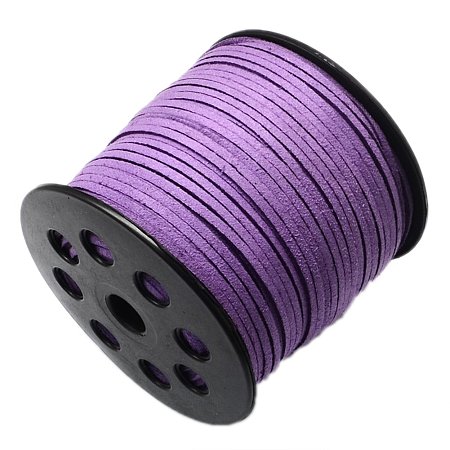 NBEADS 2.7mm 98 Yards/Roll Dark Orchid Color of Micro Fiber Lace Flat Faux Suede Leather Cord Beading Thread Cords Braiding String for Jewelry Making