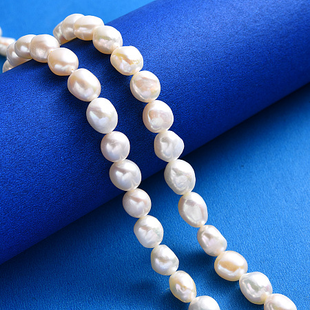 ARRICRAFT Natural Baroque Pearl Keshi Pearl Beads Strands, Cultured Freshwater Pearl, Nuggets, Seashell Color, 9~12x7~8x5~7mm, Hole: 1mm, about 36pcs/strand, 14.1 inches