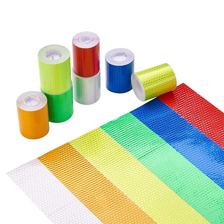 PandaHall Elite 7 Rolls 7 Colors 3m/roll 5cm Reflective Tape, Safety Warning Conspicuity Tapes for Trucks Trailers Car Park Traffic Warning DIY Craft Making