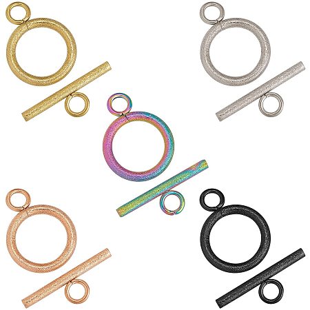UNICRAFTALE 20 Sets 5 Colors Round Toggle Clasps Connectors Stainless Steel Toggle Clasps Necklace Bracelet Clasp 3mm Hole