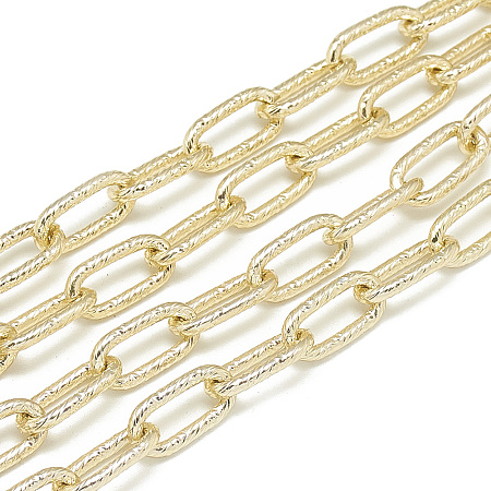 ARRICRAFT Aluminum Cable Chains, Textured, Unwelded, Oval, Light Gold, 16x8x2mm