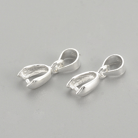 Honeyhandy 925 Sterling Silver Pendants, Ice Pick & Pinch Bails, Carved 925, Silver, 12mm, Hole: 4mm, Pin: 0.5mm