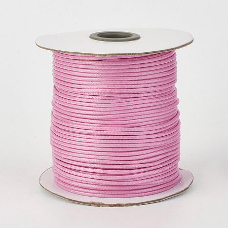 Honeyhandy Eco-Friendly Korean Waxed Polyester Cord, Pearl Pink, 1mm, about 185yards/roll(555 feet/roll)(169.16m/roll)