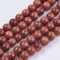 Arricraft Synthetic Goldstone Bead Strands, Round, 6mm, Hole: 1mm, about 63pcs/strand, 14.9 inches