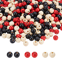 Natural Wood Beads, Round, Mixed Color, 10x8.5mm, Hole: 3.5mm, 3 colors, 300pcs/color, 900pcs/set