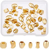 SUPERFINDINGS 48Pcs 8 Style Matte Brass Beads Real 18K Gold Plated Metal Spacers Beads Twist Faceted Rice Hexagon Tube Diabolo Loose Beads for Bracelet Necklace Jewelry DIY Craft Making