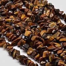 ARRICRAFT Chip Natural Tiger Eye Beads Strands, 5~8x5~8mm, Hole: 1mm, 34 inches