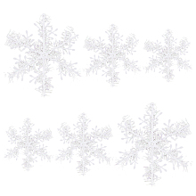 SUPERFINDINGS 60Pcs 3 Sizes Christmas White Snowflake Ornaments Christmas Tree Decorations Plastic Glitter Snowflake Ornaments with Hanging Hole for Winter Decorations Tree Window Door Accessories