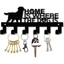 GORGECRAFT Key Holder Dog Leash Holders Cast Iron Wall Hanger Coat Rack Wall Mounted Decorative with 6 Hooks for Pet Leash Keys Jewelry Hat Backpack Clothes Umbrella Organizer, Black