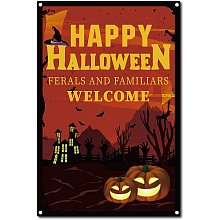 CREATCABIN Happy Halloween Metal Vintage Tin Sign Wall Decor Pumpkin Decoration for Home Wall Art Kitchen Bar Pub Room Farm Garage Vintage Retro Poster Plaque 12 x 8inch