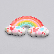 Honeyhandy Resin Cabochons, Rainbow, Colorful, 28x15x5mm