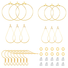 DICOSMETIC DIY Geometry Earring Making Kit, Including Teardrop & Flat Round Steel & Brass Wire Pendants, Brass Earring Hooks & Jump Rings, Plastic Ear Nuts, Golden, 460Pcs/box