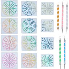 GORGECRAFT 12Pcs 3 Sizes Mandala Painting Stencils with 5Pcs Dotting Tools 4/8/12/16 Segment Mandala Reusable Plastic Templates for DIY Art Crafts Wood Walls Furniture Fabric Metal Stone Rock Painting