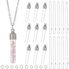 SUNNYCLUE 1 Box 10Pcs Vial Necklace Bulk Wish Bottle Necklace Making Kit Glass Bottle Charms Necklace Screw Cap Bottle Empty Clear Vial Necklaces for Jewelry Making DIY Memorial Keepsake Ashes Holder