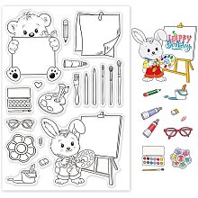 GLOBLELAND Cute Animal Artist Silicone Clear Stamps Transparent Stamps for Festival Birthday Valentine's Day Cards Making DIY Scrapbooking Photo Album Decoration Paper Craft