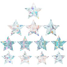 GORGECRAFT 12PCS Star Window Clings Glass Decals 3D Sun Catcher Stickers Non Adhesive Prism Vinyl Film Static Anti-Collision Alert Decal for Prevent Birds Strikes