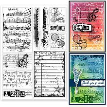 GLOBLELAND Vintage Frame Music Note Clear Stamps 5.9x8.3inch Retro Stain Background Embossing Stamp Silicone Clear Stamps Seal for DIY Scrapbooking and Card Making Paper Craft Decor