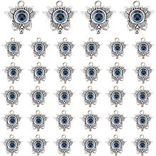 PandaHall Elite 30pcs Evil Eye Charms, Flower Charm with Blue Evil Eye Resin Beads Tibetan Style Alloy Pendants for DIY Art Craft Christmas Valentine's Day Halloween Easter Jewelry Making