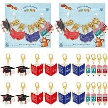 NBEADS 20 Pcs Graduation Theme Stitch Markers, Enamel Book/Pencil/Doctoral Cap Crochet Stitch Marker Charms Removable Lobster Claw Clasps Stitch Marker for Knitting Weaving Sewing Jewelry Making