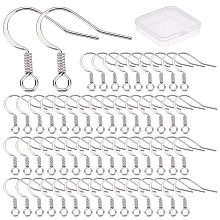 CREATCABIN 1 Box 200pcs Earring Hooks Real Platinum Plated Brass Silver Ear Fishhook Wires Kits Charms Earring with Loop Findings Components for Jewelry Making DIY Earrings Findings Craft