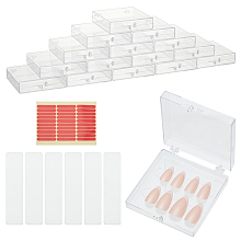 PandaHall Elite 15Pcs Transparent Plastics Hand-wearing Armor Storage Case, with 30Pcs Acrylic Display Plate and 1 Sheet Side Adhesive Glue Sticky Tape, Mixed Color, 14.2x19.5x0.08cm