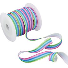 BENECREAT 20yard 0.6inch Rainbow Elastic Rubber Band, Single Face Gradient Stretch Cord String for Headband, Hair Ties, Webbing Garment, Sewing and Crafting