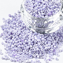 Arricraft Glass Seed Beads, Baking Paint, Round Hole, Round, Lilac, 2~3x1.5~2mm, Hole: 0.8mm, about 450g/Pound