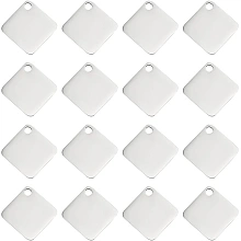 DICOSMETIC 40Pcs Stainless Steel Rhombus Charms 10mm Flat Blank Stamping Tag Pendants with Rhombus Shape for Bracelet Necklace Jewelry Making and DIY Craft