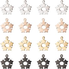 Unicraftale 16Pcs 4 Colors Flower Charm Stainless Steel Pendants Metal Hypoallergenic Hollow Pendant for DIY Crafting Jewelry Making 18x15.5x1mm