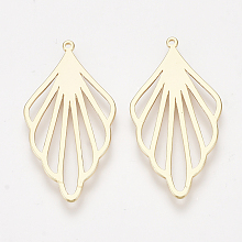 Honeyhandy Brass Pendants, Petal, Nickel Free, Real 18K Gold Plated, 31.5x16x1mm, Hole: 0.9mm