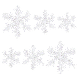 SUPERFINDINGS 60Pcs 3 Sizes Christmas White Snowflake Ornaments Christmas Tree Decorations Plastic Glitter Snowflake Ornaments with Hanging Hole for Winter Decorations Tree Window Door Accessories