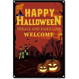 CREATCABIN Happy Halloween Metal Vintage Tin Sign Wall Decor Pumpkin Decoration for Home Wall Art Kitchen Bar Pub Room Farm Garage Vintage Retro Poster Plaque 12 x 8inch