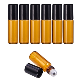 BENECREAT 30 Pack 5ml Amber Glass Roller Bottles Essential Oils Roller Bottles with Stainless Steel Roller Balls for Essential Oils/Other Liquids