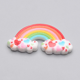 Honeyhandy Resin Cabochons, Rainbow, Colorful, 28x15x5mm