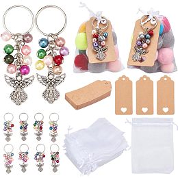 20 Pcs Angel Keyring Pack, Antique Silver Alloy Angel Keychain Favors with 20 Pcs Gift Bags and Paper Tags Guest Return Gift for Wedding Birthday Party Baptism Favors